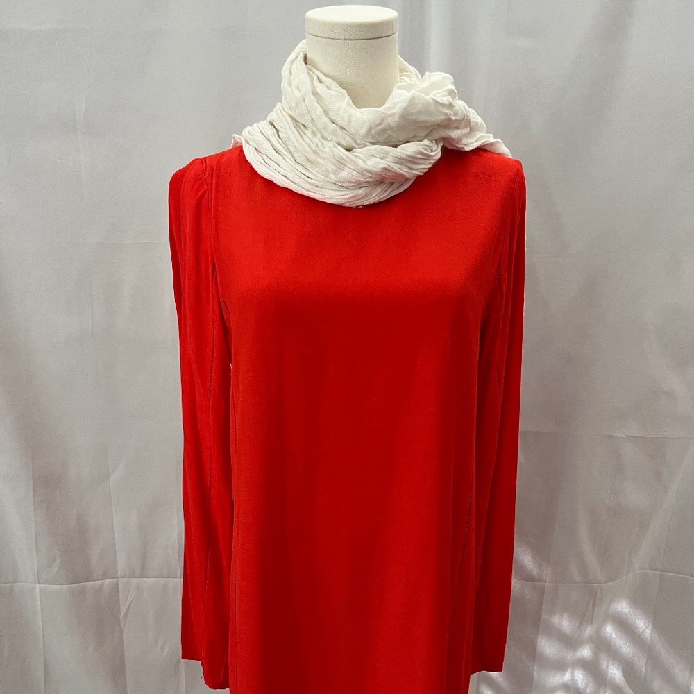 Everly Orange Long Sleeve Shift Dress – Size Small